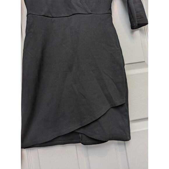 Lulus Dress Size S Mini Bodycon Black LBD Tight Sexy Going Out Club V Neck - Picture 3 of 9